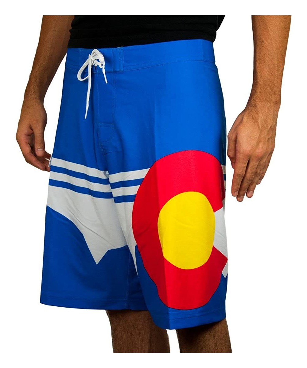 Board Shorts Colorado Mountain 22" Stretch Boardshorts- Royal Blue - C8124LEJEVX