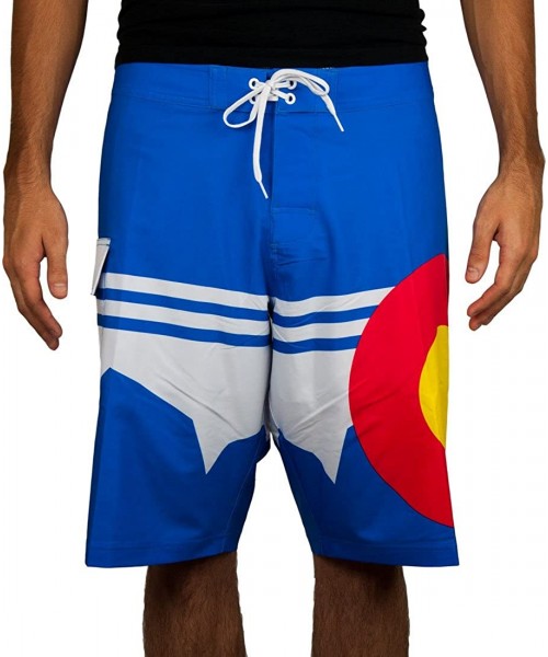 Board Shorts Colorado Mountain 22" Stretch Boardshorts- Royal Blue - C8124LEJEVX