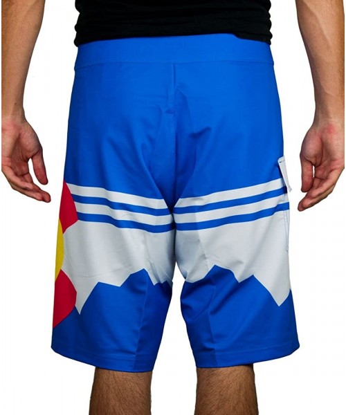 Board Shorts Colorado Mountain 22" Stretch Boardshorts- Royal Blue - C8124LEJEVX