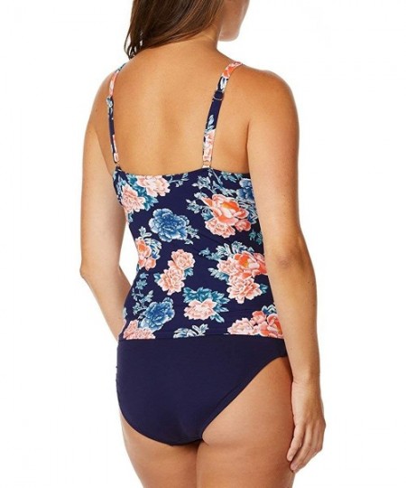 Tankinis Women's Twist Front Underwire Tankini Swimsuit Top Pushup - Floral Print - CW18M5MDA26