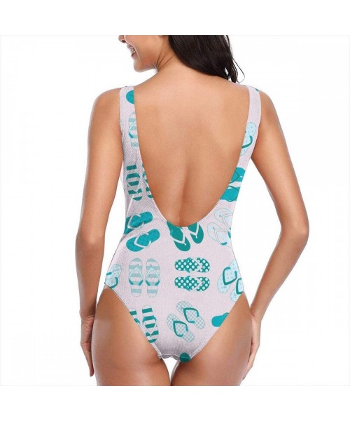 Racing Women's One Pieces Swimsuits Flip Flops Printed Beach Suits with Soft Cup - Color_4 - CT18SU0SNND