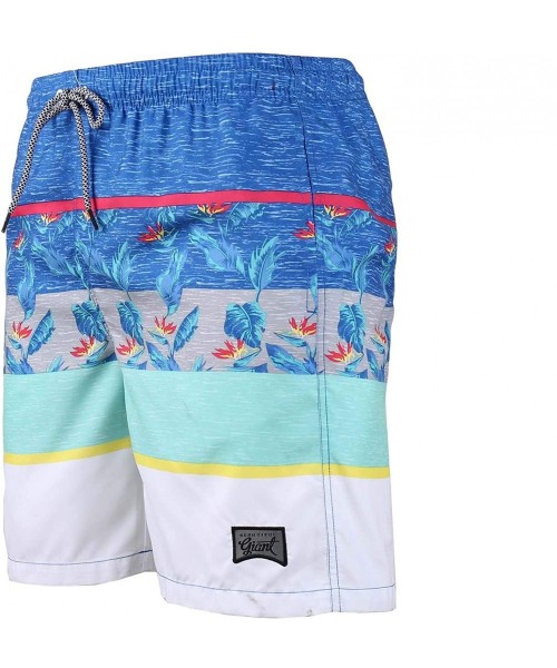 Trunks Men's Summer Beach Swim Trunks with Mesh Lining - Blue Feather - C418U82EKKR