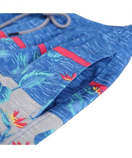 Trunks Men's Summer Beach Swim Trunks with Mesh Lining - Blue Feather - C418U82EKKR