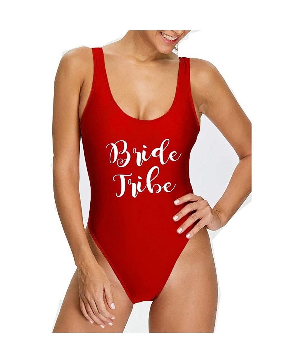 One-Pieces Birde One Piece Swimsuit Swimwear Monokini Bathing Suit Sexy Flouncing High Cut Backless Bridesmaid Gift - Bridetr...