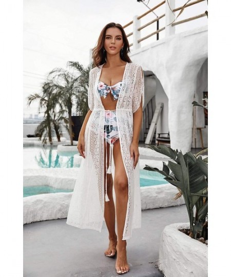 Cover-Ups Women Sexy Open Front Beach Cover Up See Through Kimono Cardigan - White 4 - CY198DUIR45