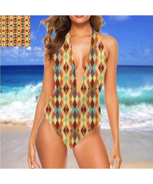 Cover-Ups Custom Cute Swimwear Yellow and Blue- Retro Tile Pattern Very Unique and So Cute - Multi 24 - CC19D6G0D67