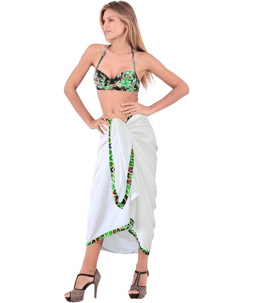 Cover-Ups Women's Beach Cover Up Bikini Sarong Swimsuit Wrap Skirts Embroidered A - Cool White_m471 - C412F88BOKZ