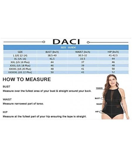 One-Pieces Plus Size One Piece Swimsuit for Women High Neck Plunge Mesh Cutout Monokini Swimwear - Black - CJ18G9RXXMI