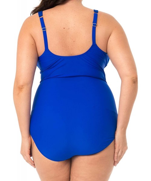 One-Pieces Ruched Curvy Sizing One Piece Swimsuit for Women with Tummy Control - Royal - CZ18L5Q0LMG