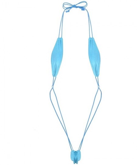 Sets Women Sexy Slingshot Teardrop Mini Bikini G-String Weeny Thongs Underwear - Blue - C219G0GXSAE