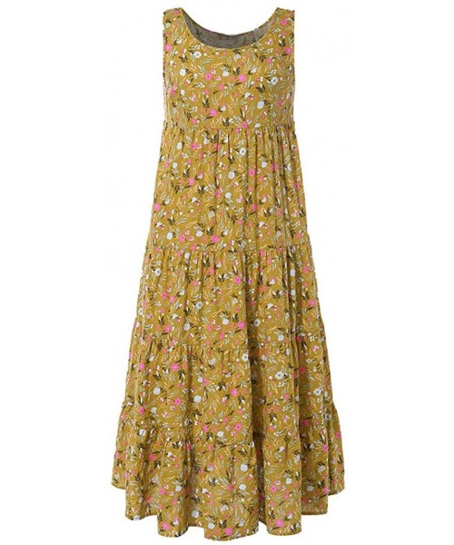 One-Pieces Long Dress For Women- Print Maxi Dress Boho Straps Dress Dress - Z2-yellow - C1196NS8Q7R