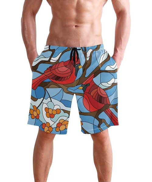 Racing Mens Swim Trunks Skull Cacti Cactus Beach Board Shorts - Northern Cardinal Bird - CH18NX9W0HZ