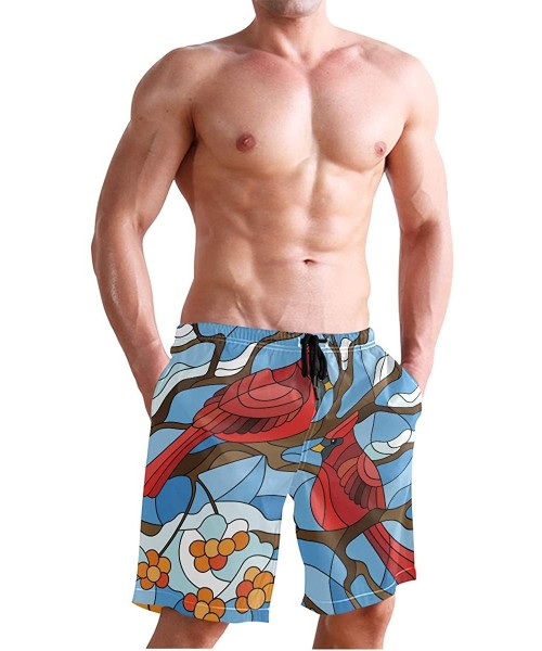 Racing Mens Swim Trunks Skull Cacti Cactus Beach Board Shorts - Northern Cardinal Bird - CH18NX9W0HZ