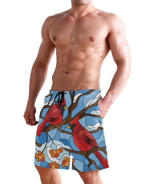 Racing Mens Swim Trunks Skull Cacti Cactus Beach Board Shorts - Northern Cardinal Bird - CH18NX9W0HZ