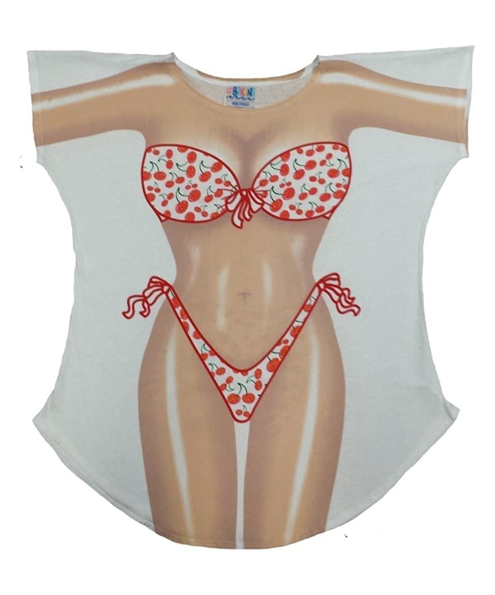 Cover-Ups Cherries Bikini Body Cover-Up T-Shirt 42 - White - CH11LZ66IUL