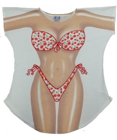 Cover-Ups Cherries Bikini Body Cover-Up T-Shirt 42 - White - CH11LZ66IUL