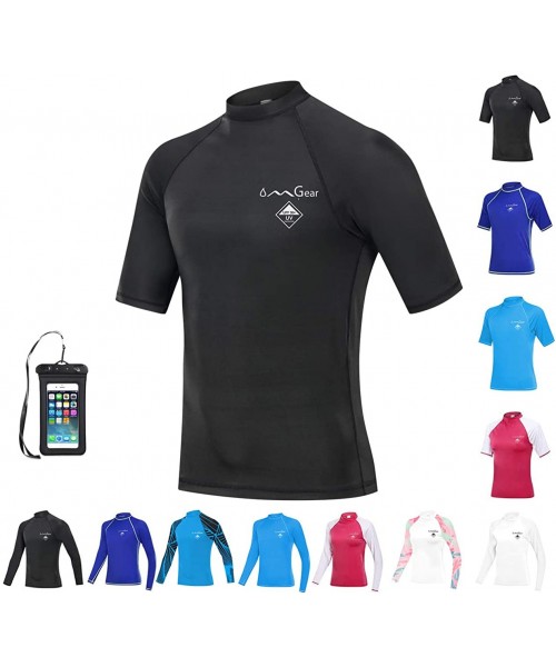 Rash Guards Rash Guard Swim Shirt Sun Block Short Long Sleeve Surf Tee Swimsuit Top - Black(short Sleeve） - C718RE765MK