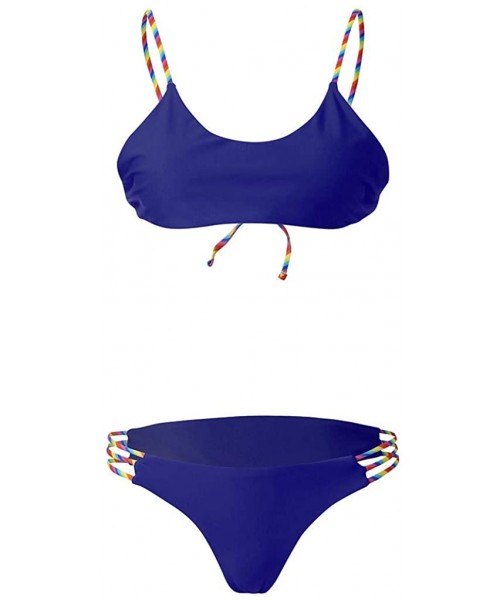 One-Pieces Women Bathing Suits Womens Sexy Bandeau Bandage Bikini Set Two Piece Padded Bra Swimsuits Swimwear Swim Suit U blu...