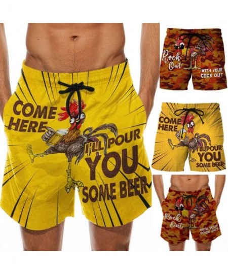 Board Shorts Mens Graphic Shorts Rooster Swimwear Bermudas Shorts Beach Swimming Bottoms Drawstring Quick Dry Athletic Trunks...