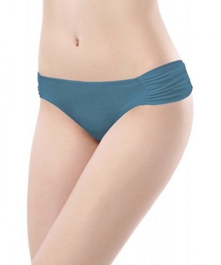 Tankinis Swimwear Shirred Side Low-Rise Hipster Bikini Bottom for Women - Airy Blue - CH18G94UHID