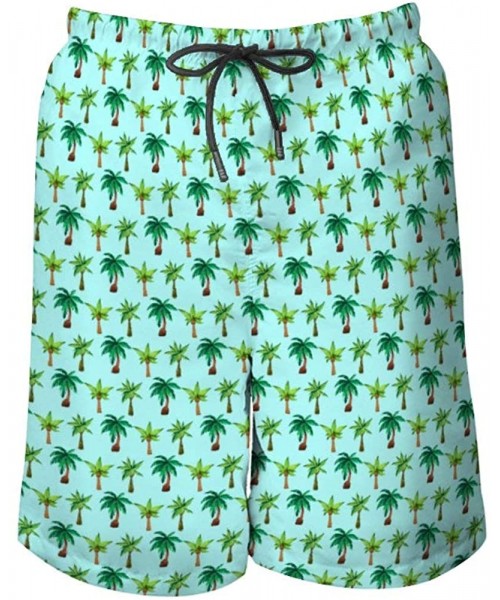 Board Shorts Men Quick Dry Swim Trunks Breathable Beach Board Shorts with Mesh Lining - Paradise Palm Tree - C3199SCTA02