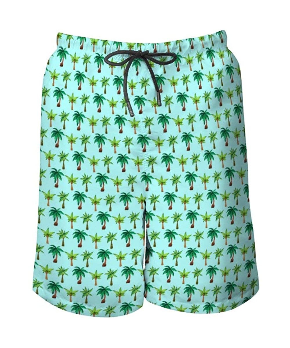 Board Shorts Men Quick Dry Swim Trunks Breathable Beach Board Shorts with Mesh Lining - Paradise Palm Tree - C3199SCTA02