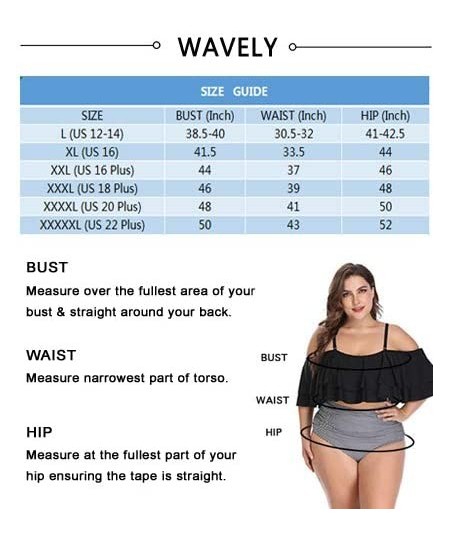 Sets Plus Size Two Piece Swimsuits for Women Off Shoulder Top High Waisted Ruched Bikini - Navy Blue - CL18UQUD90T