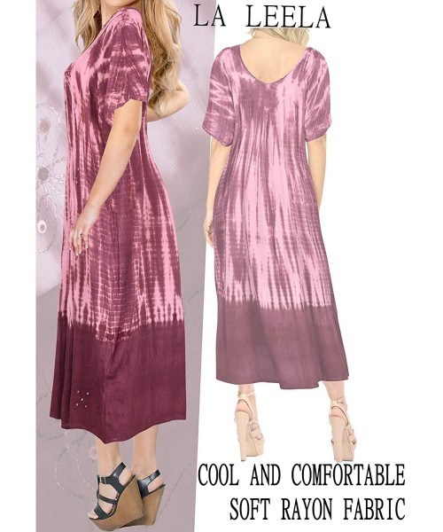 Cover-Ups Women's Maxi Beach Dress Regular Office Work Swing Dress Hand Tie Dye A - Maroon_p590 - CA195S8L80Y