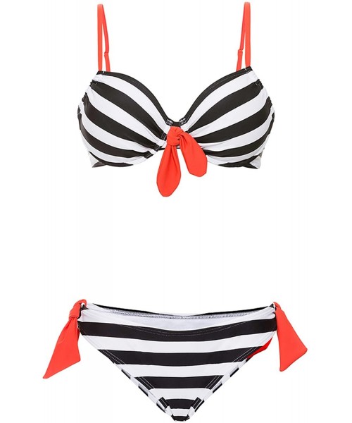 Sets Girl's Cute Stripe Bikini Bathing Suit Slipt Adjustable Strap Swimsuits Padded Swimwear - Stripe - CY189ZUTZSW