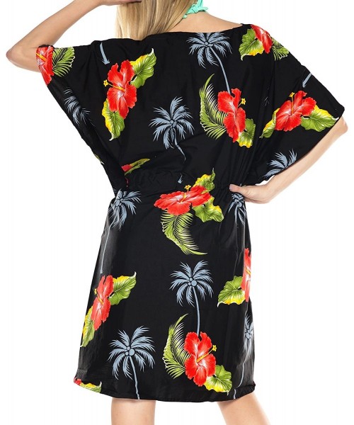 Cover-Ups Men's Relaxed Short Sleeve Button Down Casual Hawaiian Shirt Printed D - Black_n774 - C312L0S8YWX