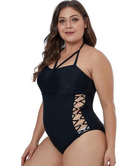 Sets Women's Plus Size Swimsuits One Piece Monokinis Swimwear Athletic Tankini - A- Hollow Black - CO18QK3CHMW