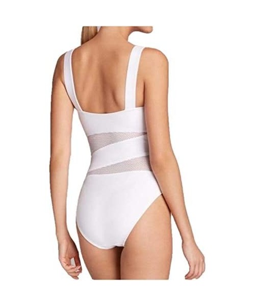 One-Pieces Women One Piece Padded Slimming Bathing Suit See Through Mesh Cut Out Swimsuit for Carmen - White - CH18W6QGCDL