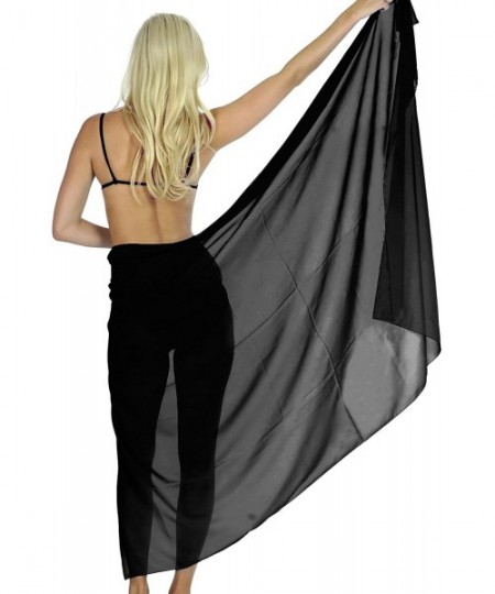 Cover-Ups Women One Size Summer Beach Wrap Cover Up Maxi Skirt Sarong Full Long B - Halloween Black_u213 - CD11CUEB181