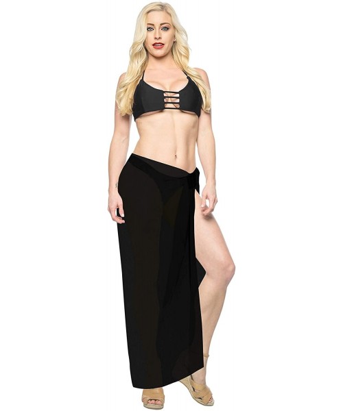 Cover-Ups Women One Size Summer Beach Wrap Cover Up Maxi Skirt Sarong Full Long B - Halloween Black_u213 - CD11CUEB181