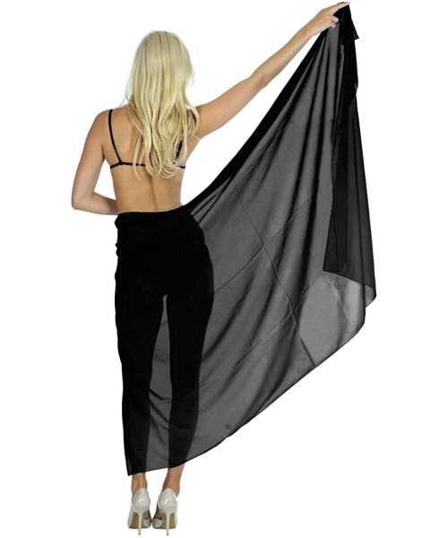 Cover-Ups Women One Size Summer Beach Wrap Cover Up Maxi Skirt Sarong Full Long B - Halloween Black_u213 - CD11CUEB181