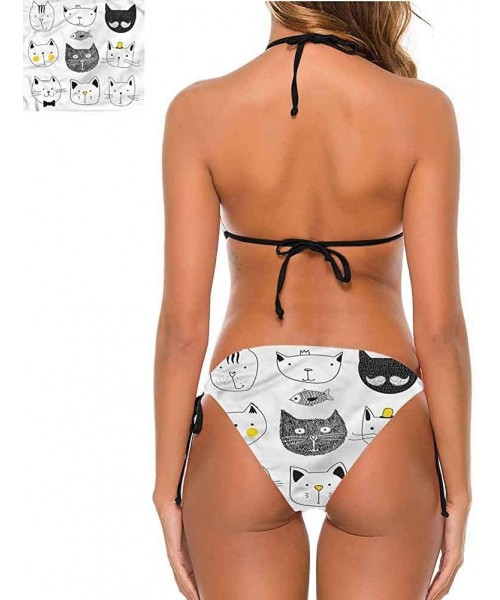 Bottoms One Piece Swimsuit Cat- Steampunk Cat Vintage Portrait Sexy- and Classy - Multi 02-two-piece Swimsuit - C319E7IG5TM