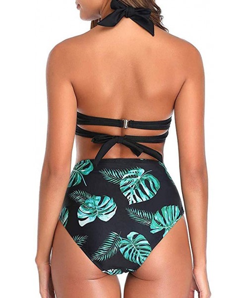 Tankinis Two Pieces Push-Up Padd Overlay Sunflower Print Bikini Stripe Bathing Suits Swimwear Beachwear Set - Gn1 - CB196ASI76S