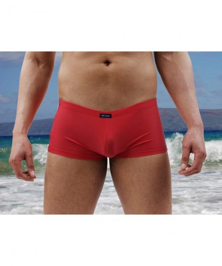 Briefs Sexy Men' Side Zip Swimsuit- Sexy Mens Swimwear - Red - C711KK6B073