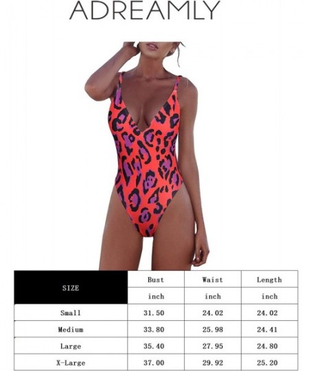 Sets Women's One Piece Tummy Control V Neck Backness Swimsuits Bathing Suit Swimwear Beachwear - 00_red Leopard - CF194RCAWSZ