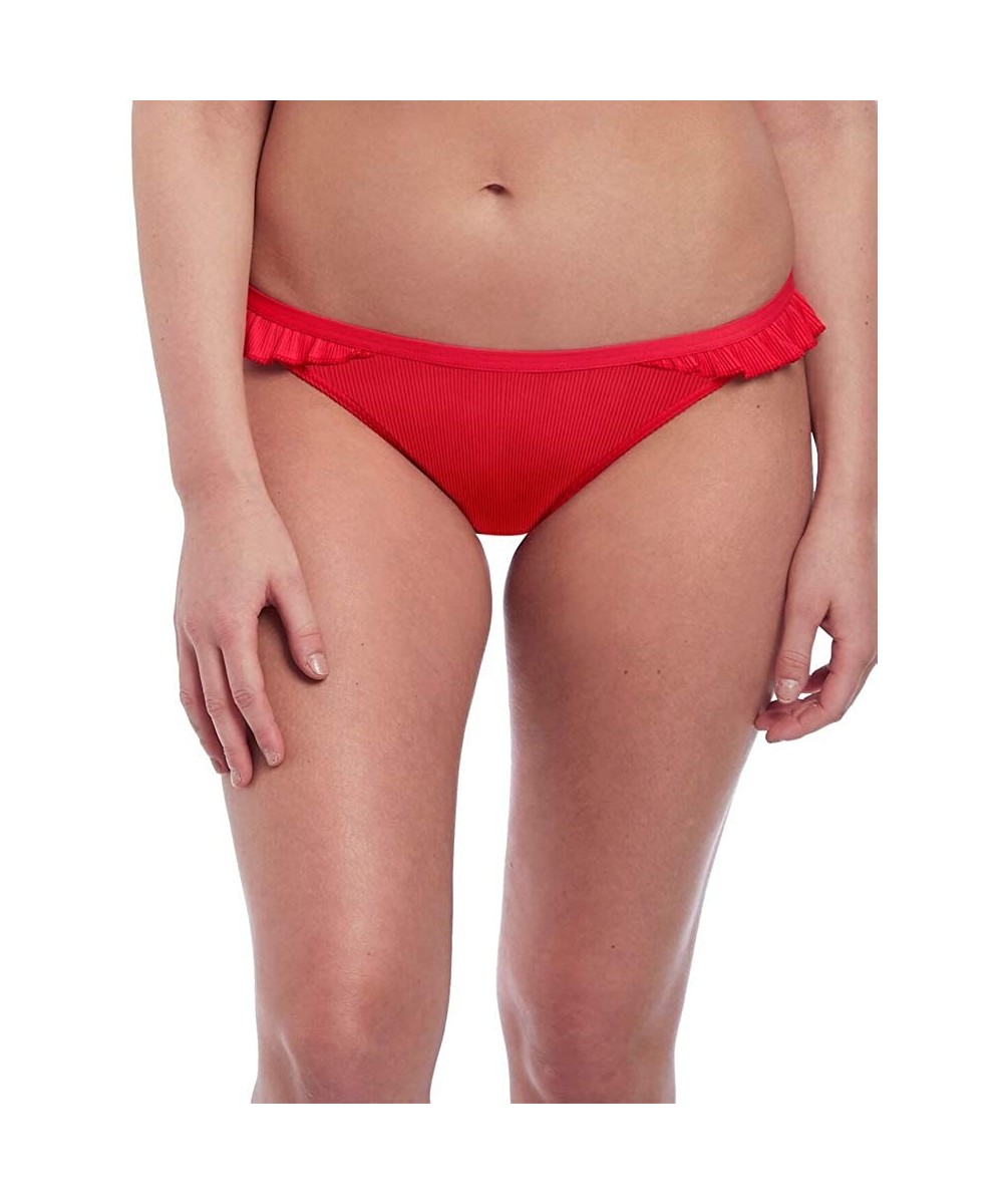 Tankinis Women's Nouveau Ruffle Rio Brief - Red - C418KKMG02Q