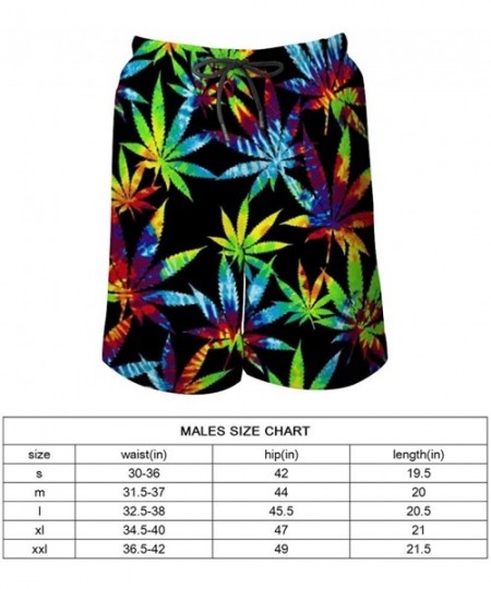 Board Shorts Men's Quick Dry Swim Trunks Breathable Beach Board Shorts Bathing Suit - Tie Dye Cannabis Weed Leaves - C2199QH34AS