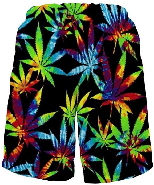 Board Shorts Men's Quick Dry Swim Trunks Breathable Beach Board Shorts Bathing Suit - Tie Dye Cannabis Weed Leaves - C2199QH34AS