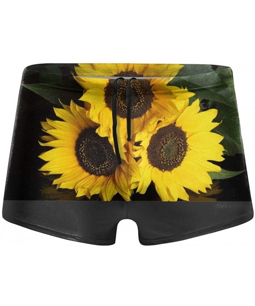 Briefs Beautiful Sunflower Men's Swimwear Sexy Low Waist Boxer Swimsuit Surfboard Boxer Shorts - Black - CF19DYOW0T2