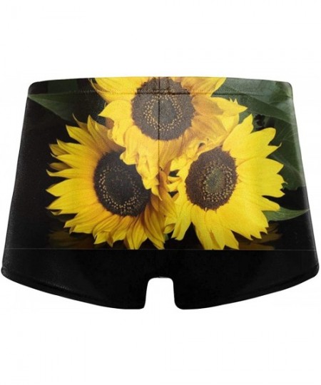 Briefs Beautiful Sunflower Men's Swimwear Sexy Low Waist Boxer Swimsuit Surfboard Boxer Shorts - Black - CF19DYOW0T2