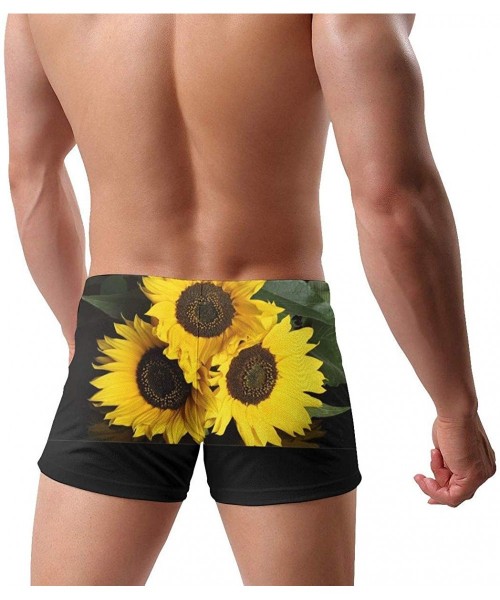 Briefs Beautiful Sunflower Men's Swimwear Sexy Low Waist Boxer Swimsuit Surfboard Boxer Shorts - Black - CF19DYOW0T2