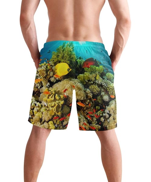 Board Shorts Men's Swim Trunks Butterfly Swan Phoenix Fairy Quick Dry Beach Board Shorts with Pockets - Color Coral Bottom - ...