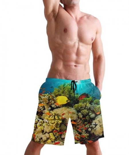 Board Shorts Men's Swim Trunks Butterfly Swan Phoenix Fairy Quick Dry Beach Board Shorts with Pockets - Color Coral Bottom - ...