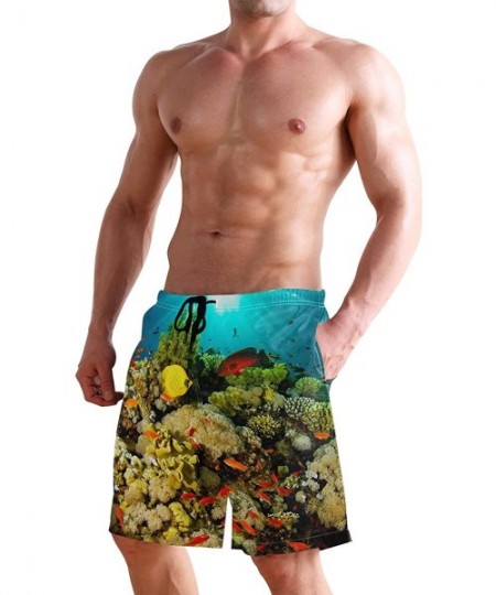 Board Shorts Men's Swim Trunks Butterfly Swan Phoenix Fairy Quick Dry Beach Board Shorts with Pockets - Color Coral Bottom - ...