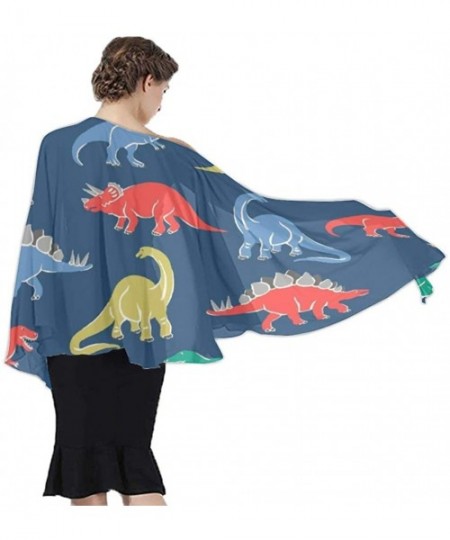 Cover-Ups Women Chiffon Sarong Beach Bikini Cover Up Wedding Party Shawls Wraps - Cartoon Dinosaur - CZ196SZCW40