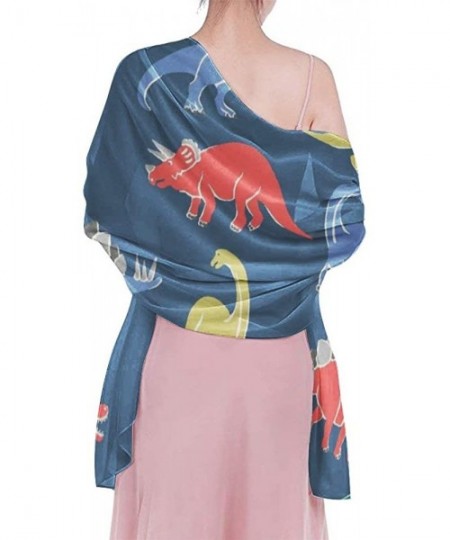 Cover-Ups Women Chiffon Sarong Beach Bikini Cover Up Wedding Party Shawls Wraps - Cartoon Dinosaur - CZ196SZCW40